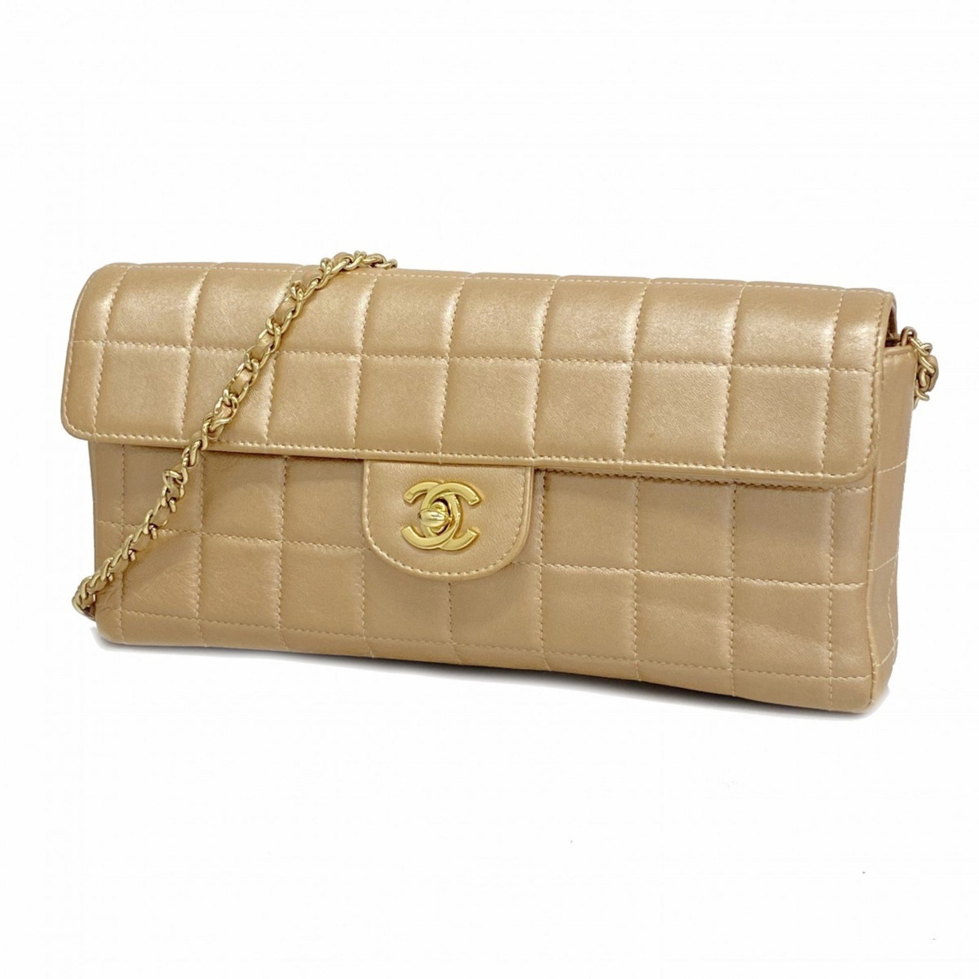 Chanel Chocolate bar, Beige, Leather, shoulder