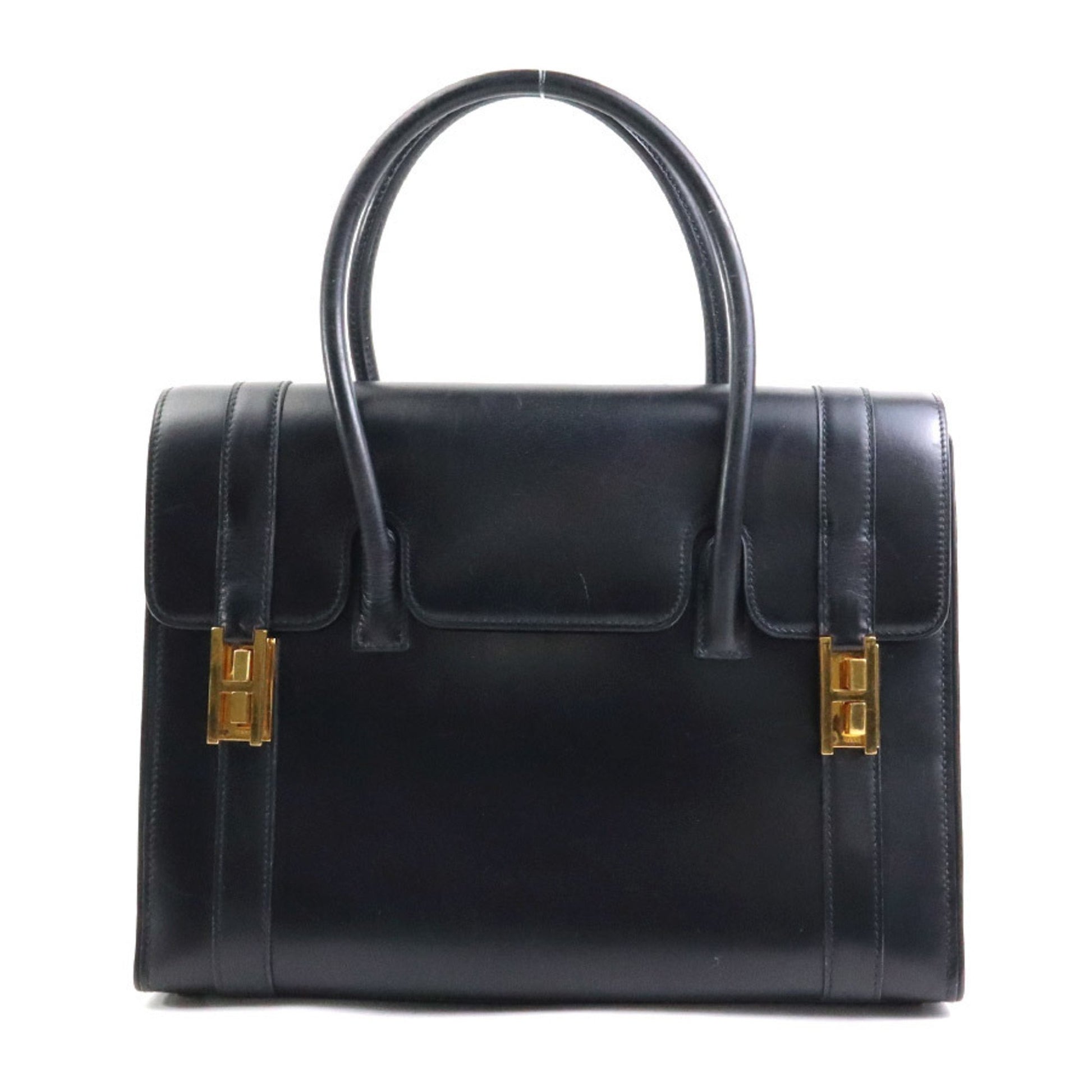 Hermès Drag, Black, Leather, handbag