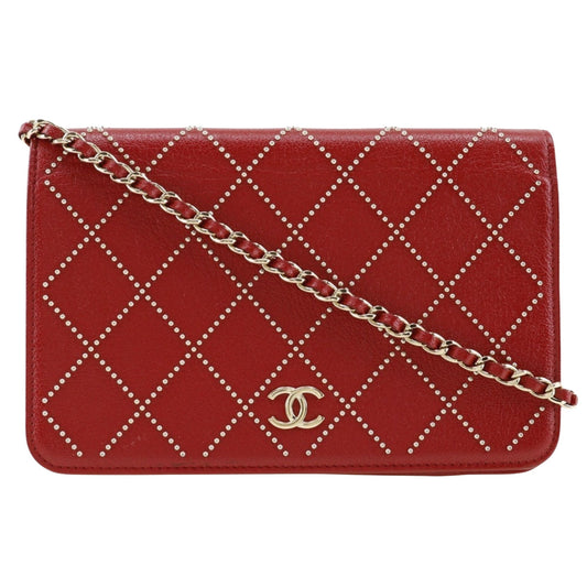 Chanel, Red, Leather, wallet