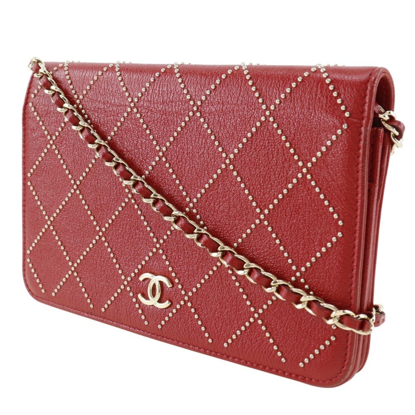 Chanel, Red, Leather, wallet