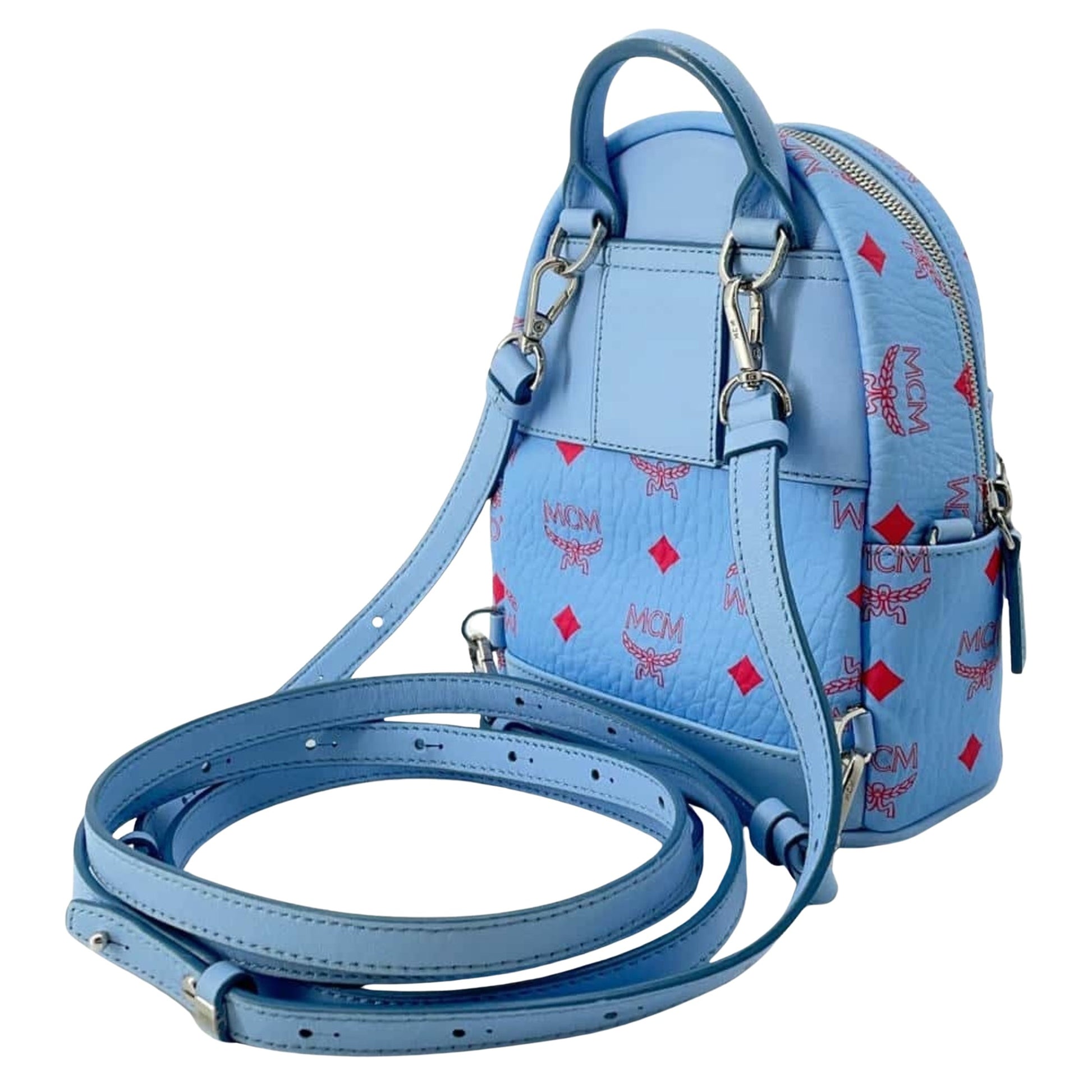 MCM Stark, Blue, Leather, backpack