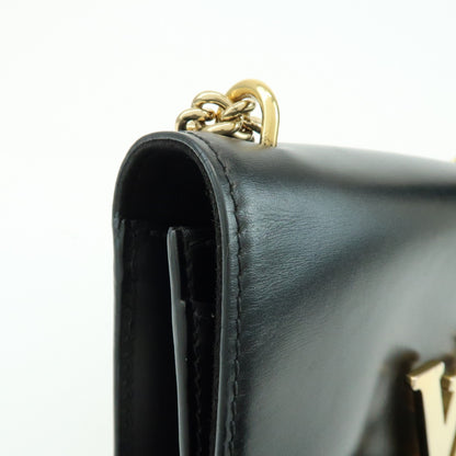 Louis Vuitton Chain Louise Clutch Leather, Black, Leather, Clutch