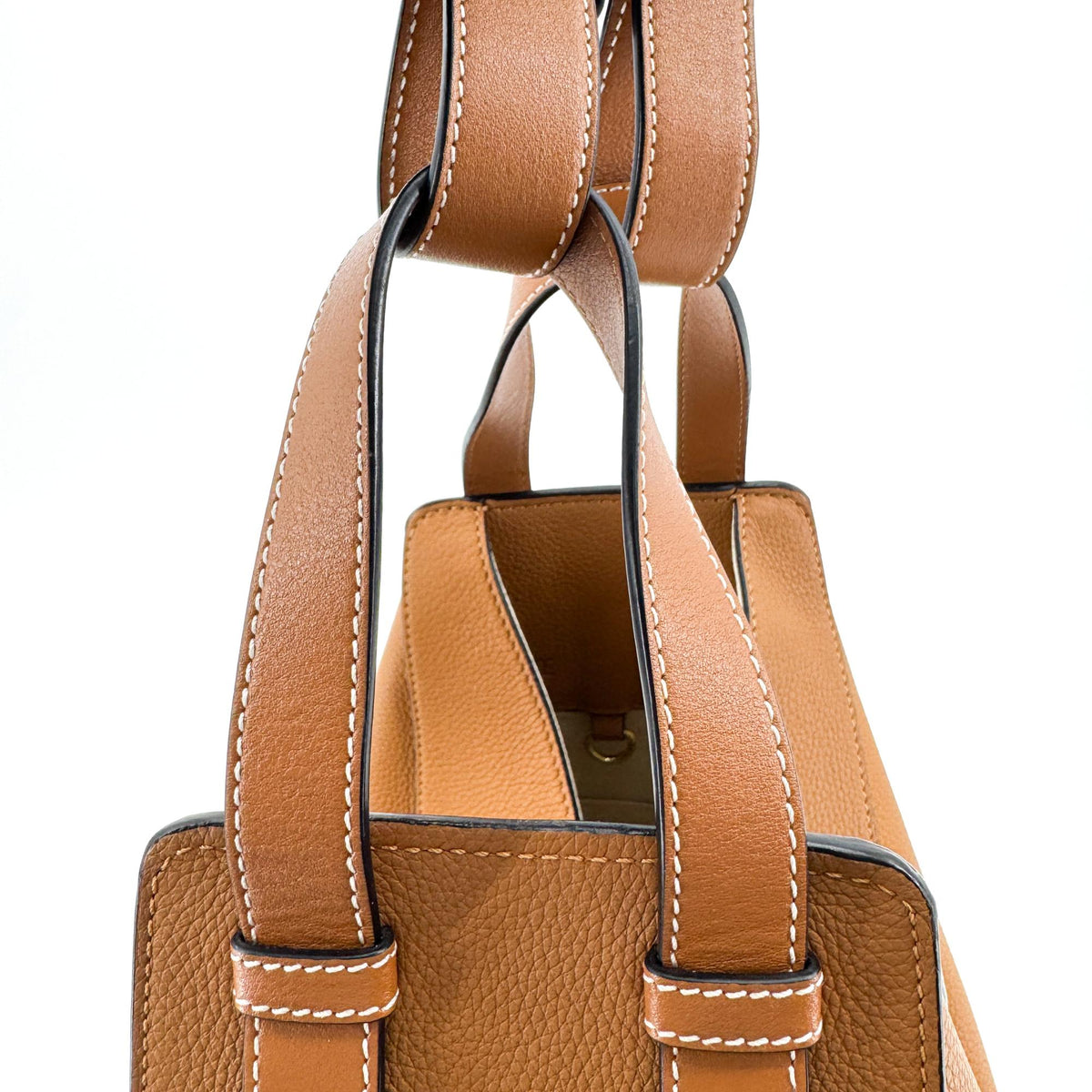 Loewe Hammock Leather, Brown, Leather, Handbag