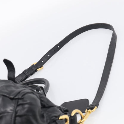 Prada Gaufre Convertible Satchel Nappa Leather, Black, Leather, Handbag