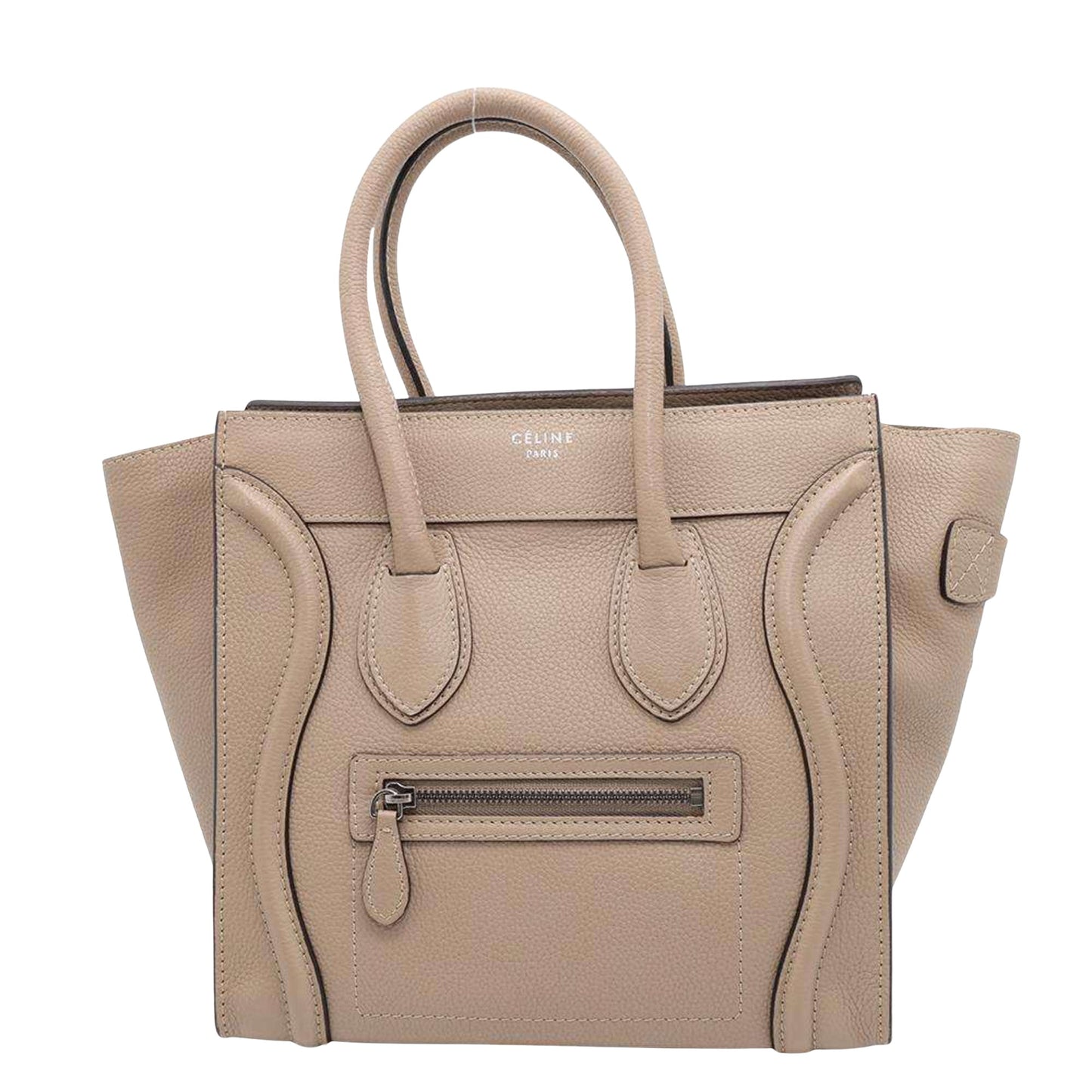 Céline Micro Luggage, Beige, Leather, handbag