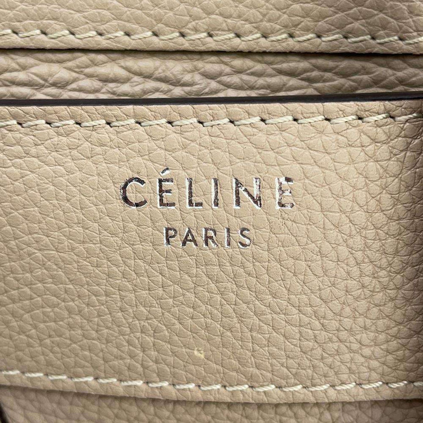 Céline Micro Luggage, Beige, Leather, handbag