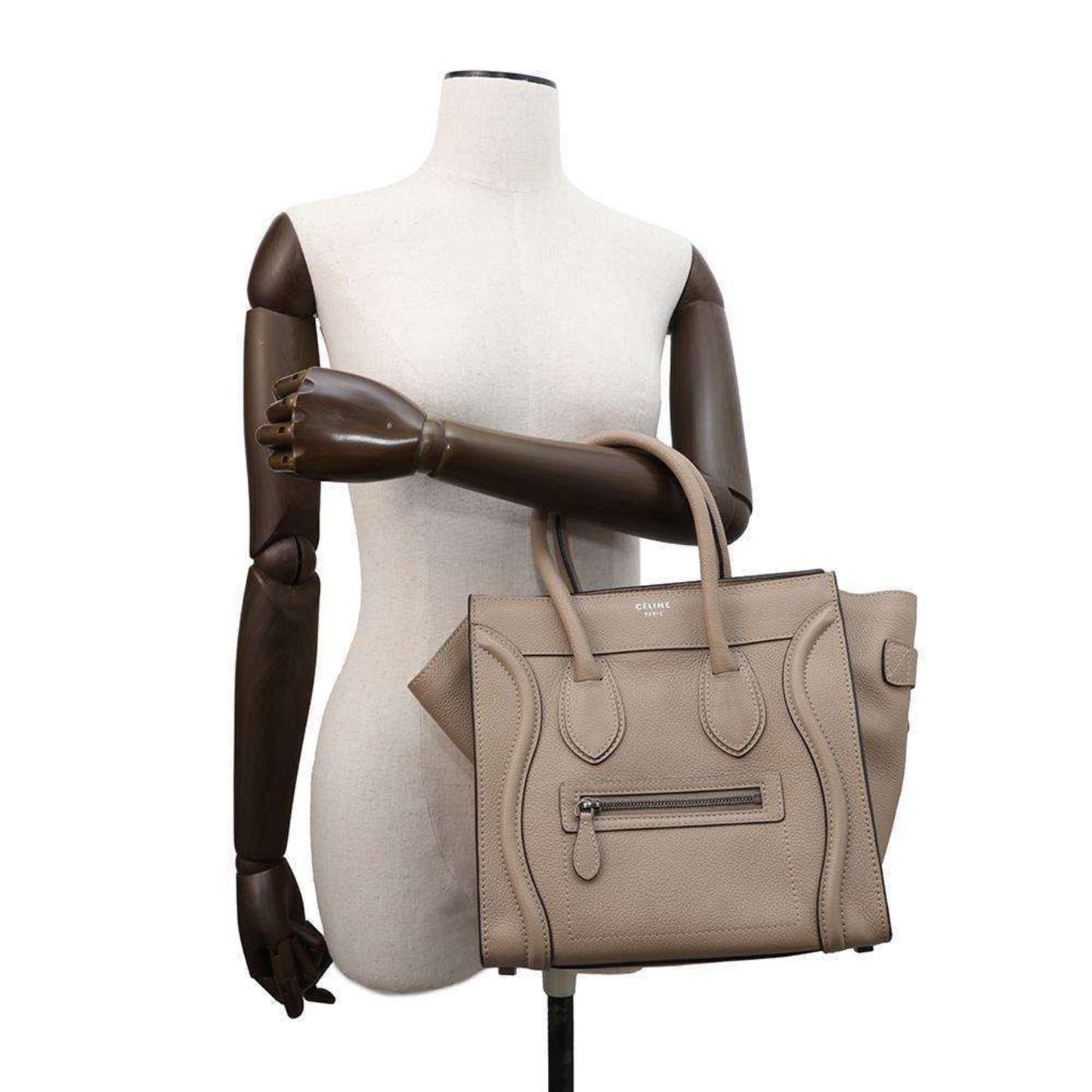 Céline Micro Luggage, Beige, Leather, handbag