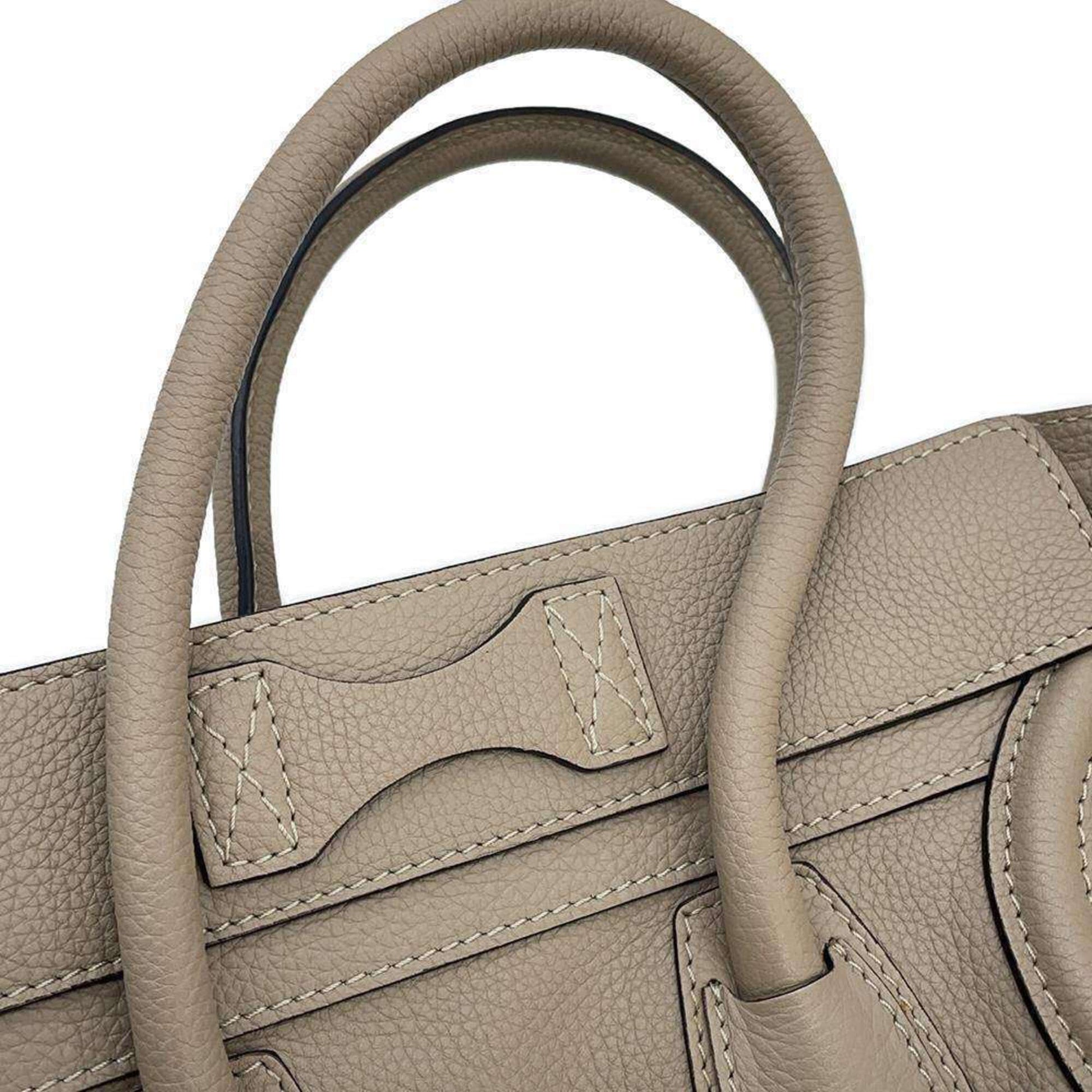 Céline Micro Luggage, Beige, Leather, handbag