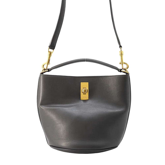 Céline Bucket 16, Grey, Leather, shoulder