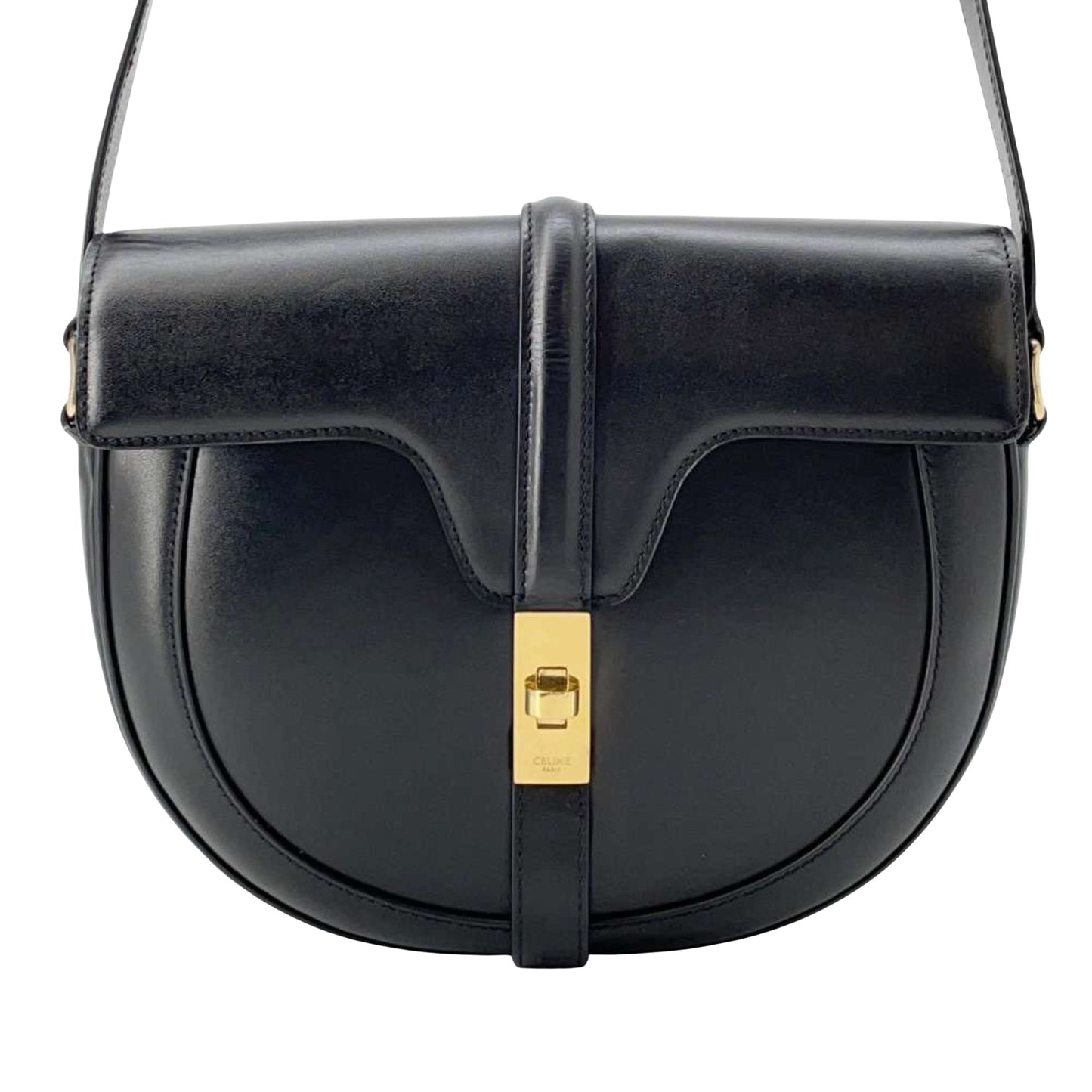 Céline Besace, Black, Leather, shoulder