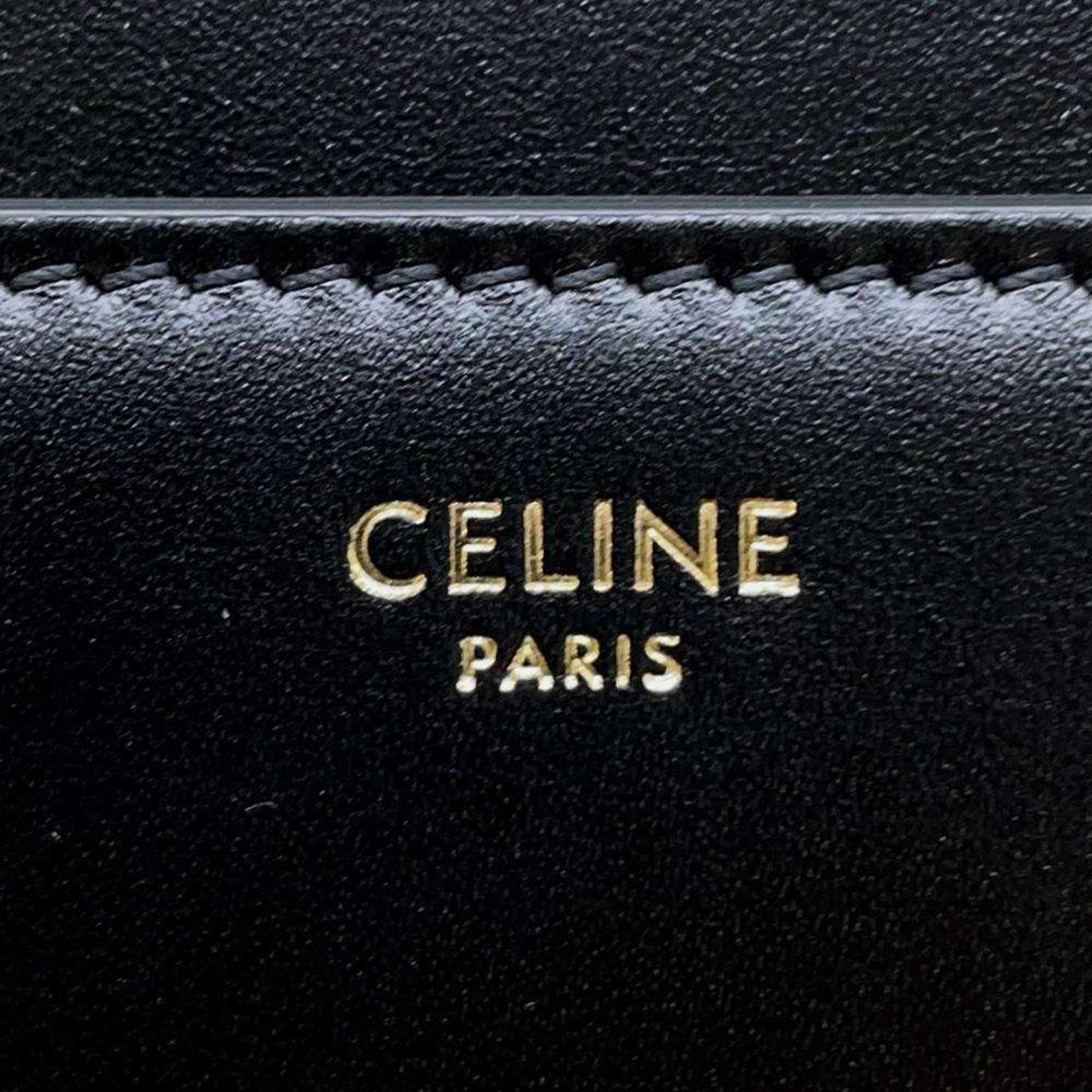 Céline Besace, Black, Leather, shoulder