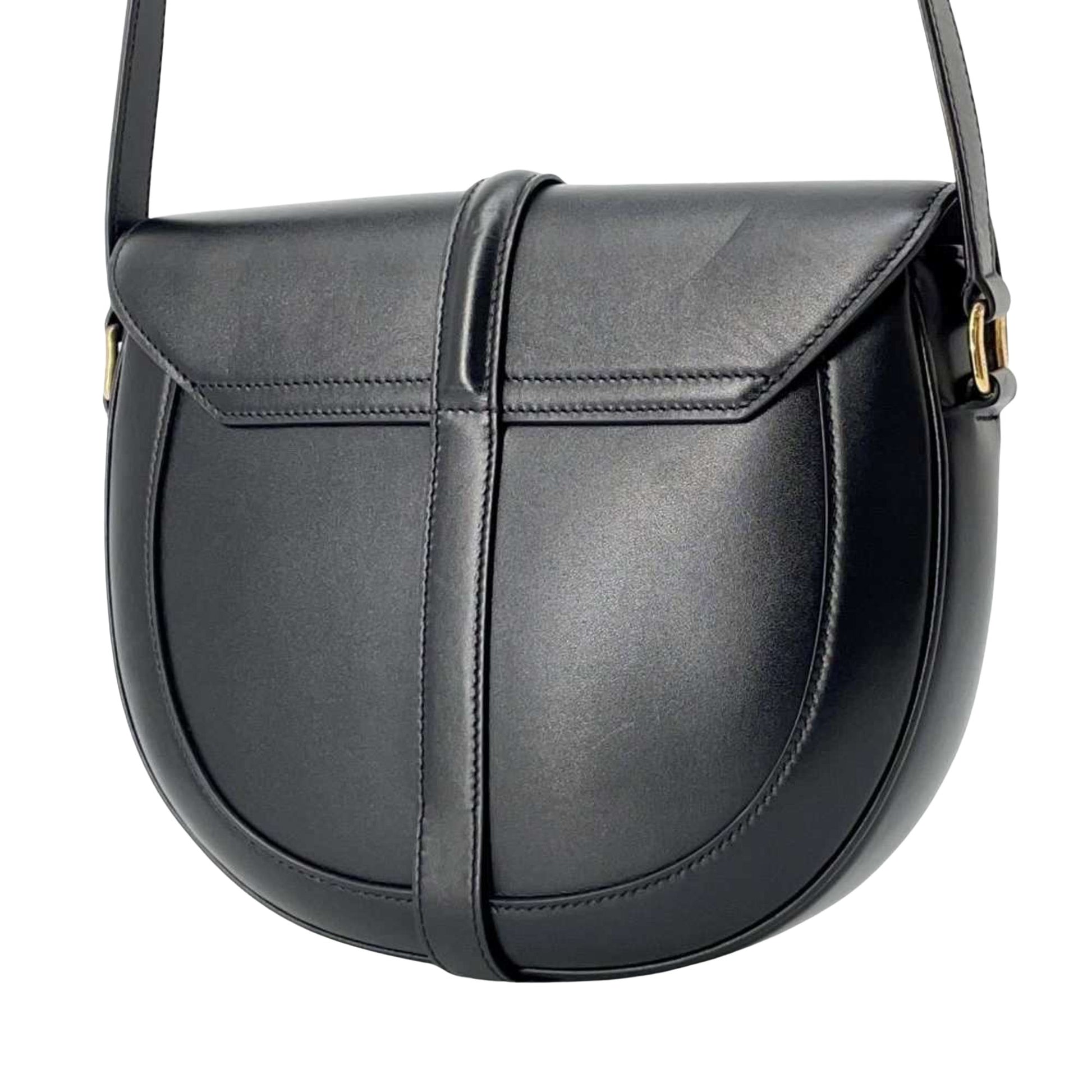 Céline Besace, Black, Leather, shoulder