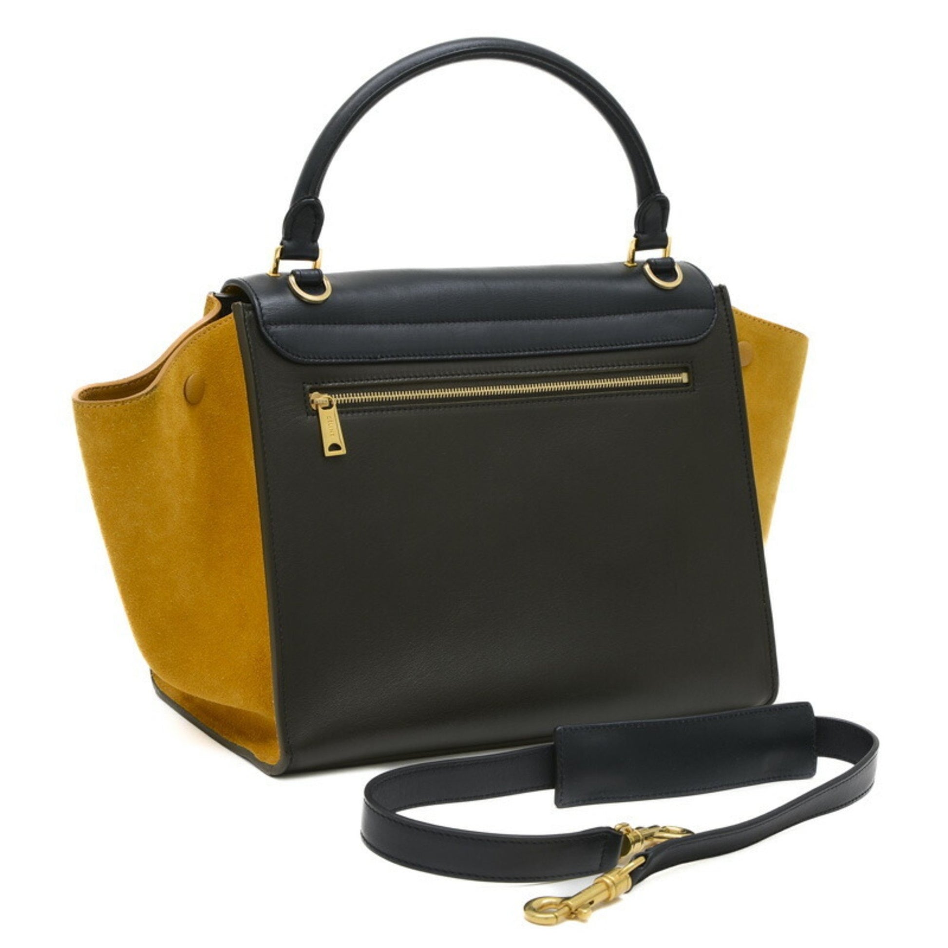 Céline Trapèze, Black, Leather, shopper