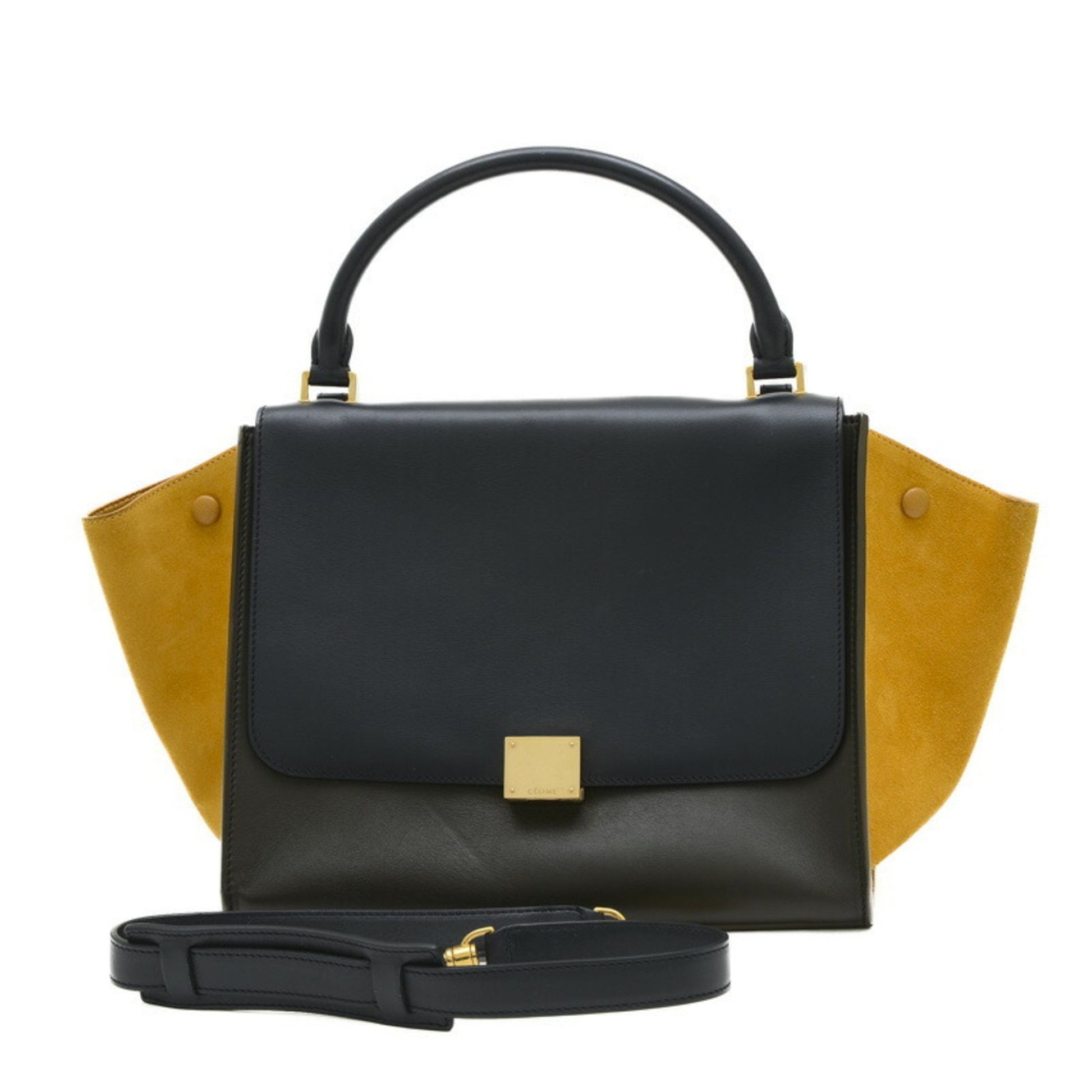 Céline Trapèze, Black, Leather, shopper