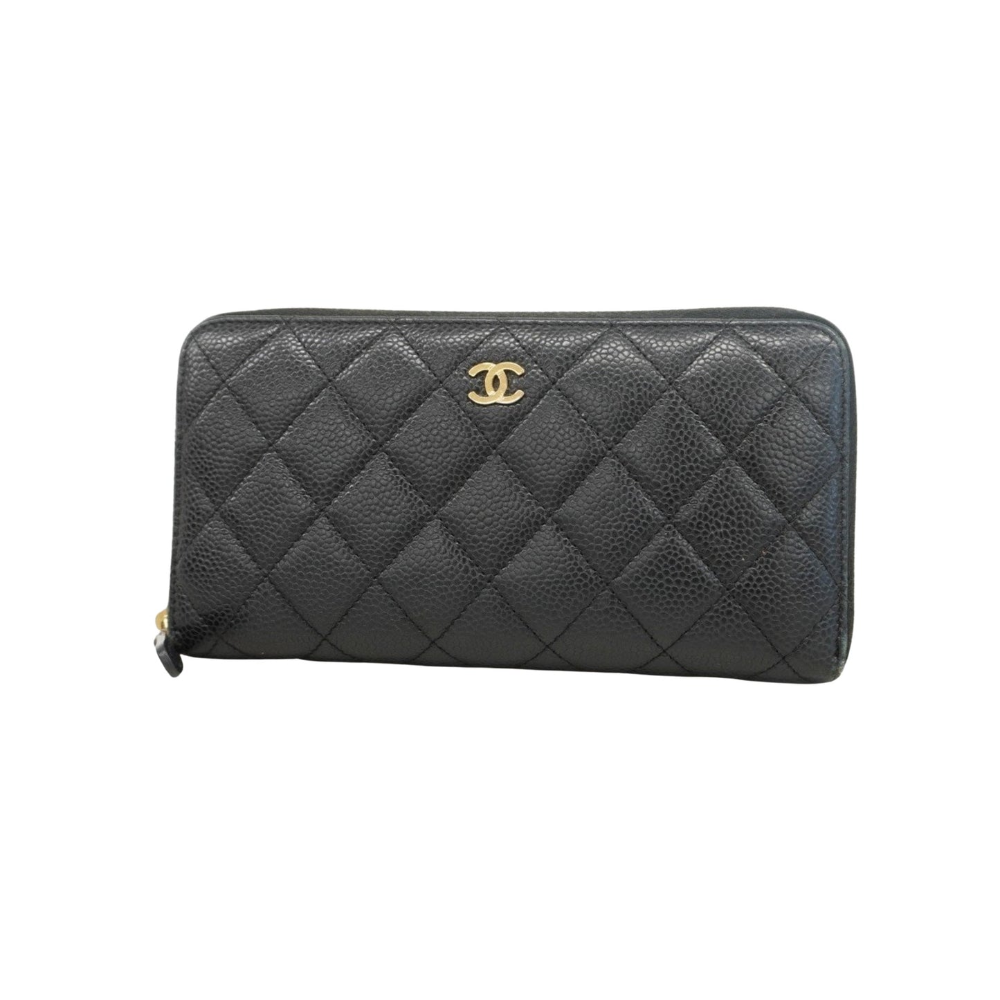 Chanel Zip around wallet, Black, Leather, wallet