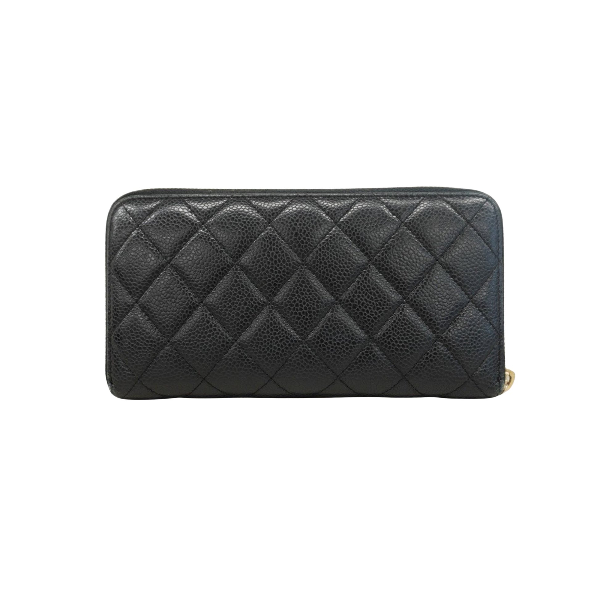 Chanel Zip around wallet, Black, Leather, wallet