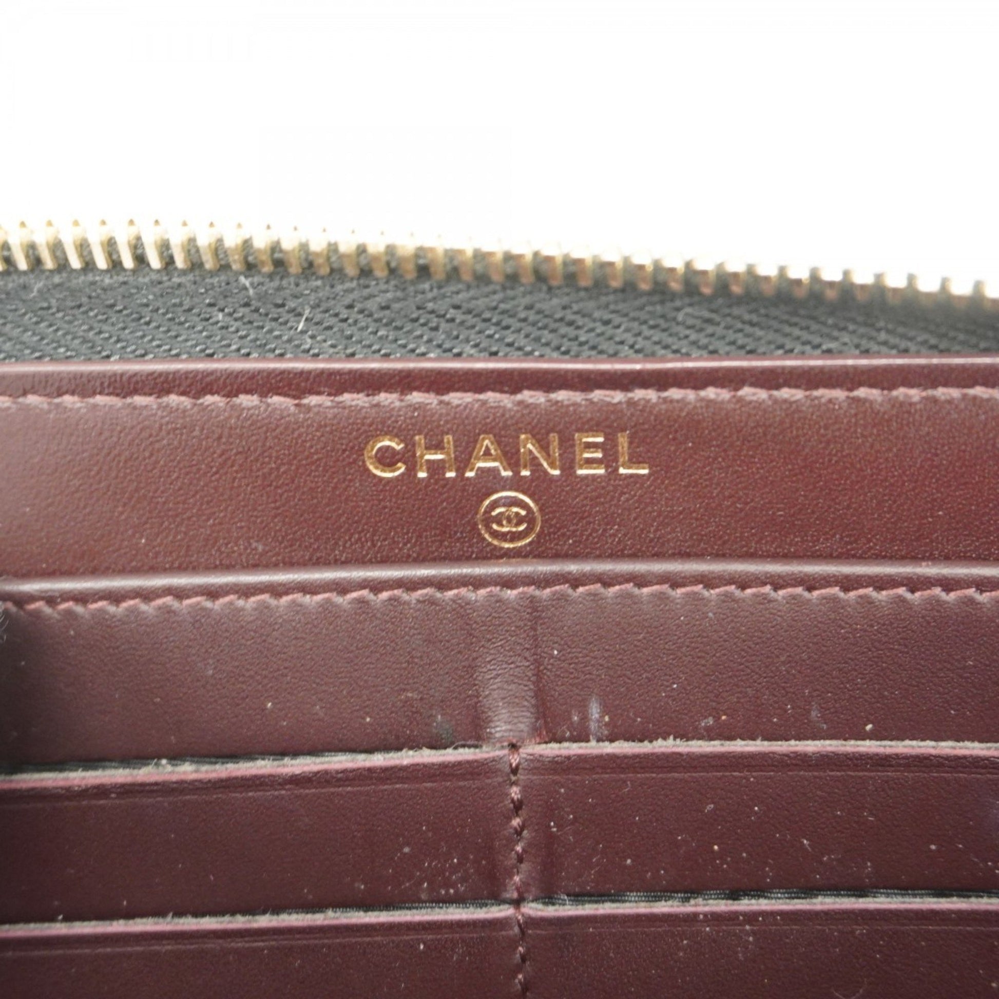 Chanel Zip around wallet, Black, Leather, wallet