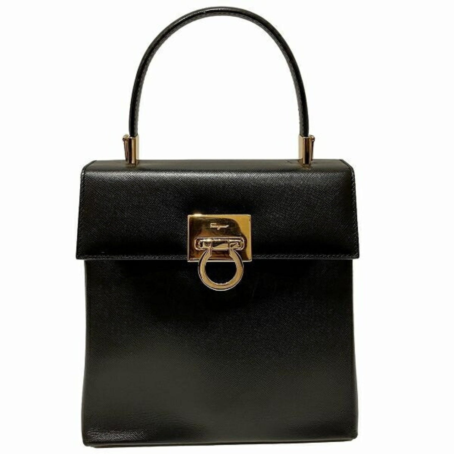 Salvatore Ferragamo Gancini, Black, Leather, handbag