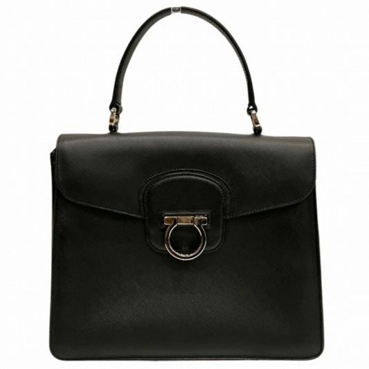 Salvatore Ferragamo Gancini, Black, Leather, handbag