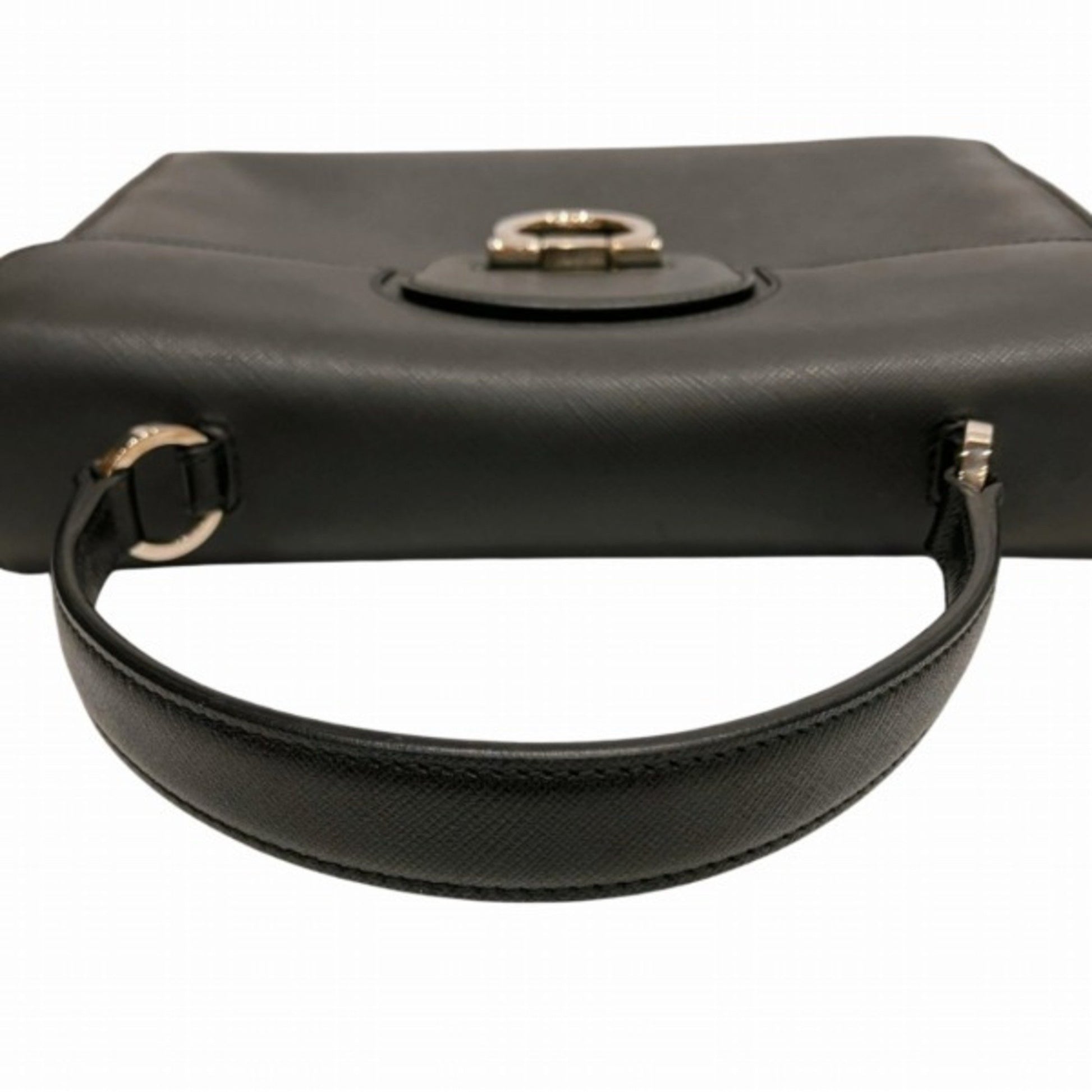 Salvatore Ferragamo Gancini, Black, Leather, handbag