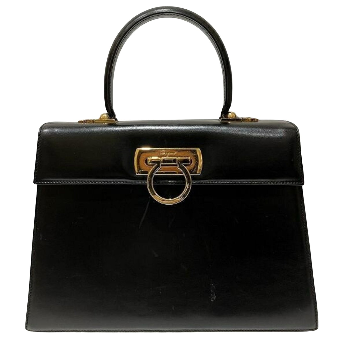 Salvatore Ferragamo Gancini, Black, Leather, handbag