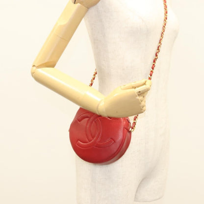 Chanel Vintage Round Tassel Quilted Lambskin, Red, Leather, Shoulder Bag