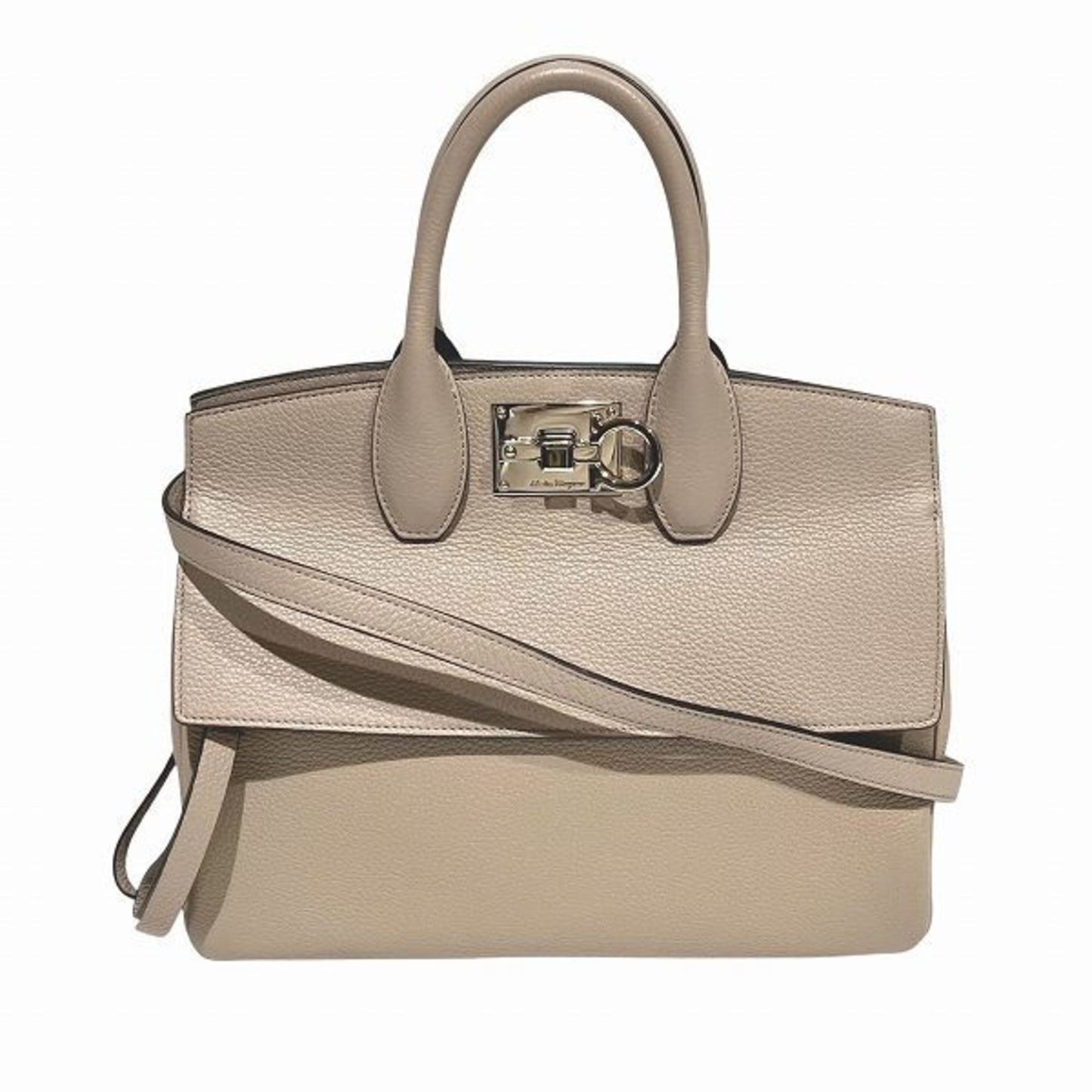 Salvatore Ferragamo Gancini, Beige, Leather, handbag