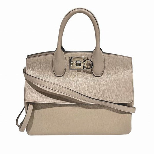 Salvatore Ferragamo Gancini, Beige, Leather, handbag