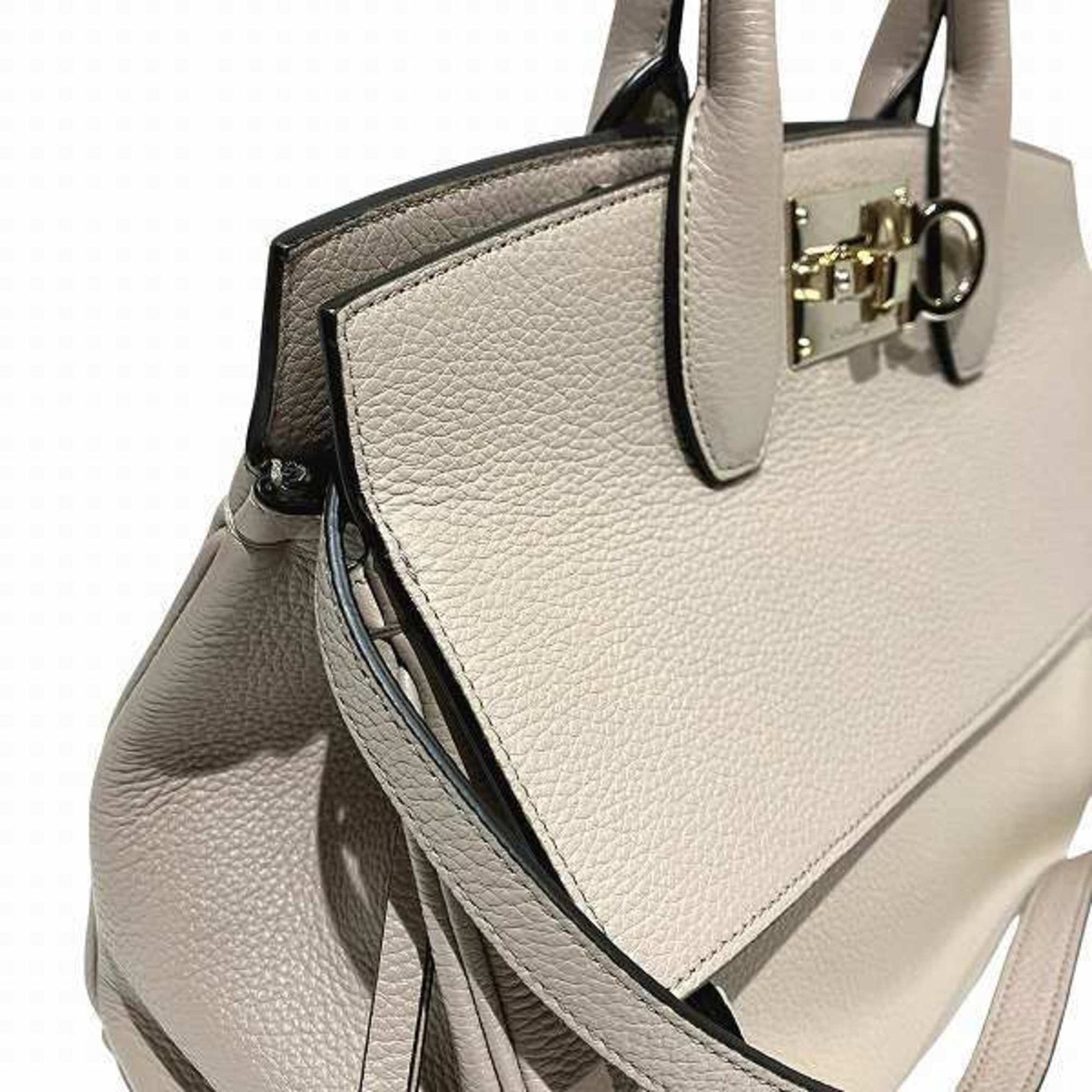 Salvatore Ferragamo Gancini, Beige, Leather, handbag