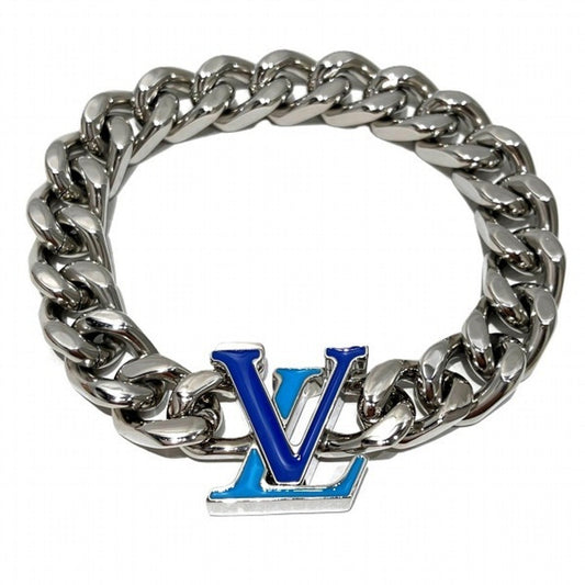 Louis Vuitton Bracelet LV Chain Links, Silver, Leather, bracelet