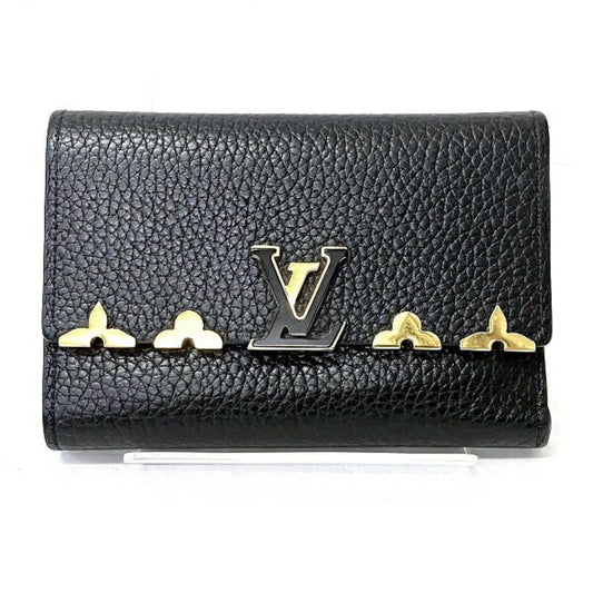 Louis Vuitton Capucines, Black, Leather, wallet