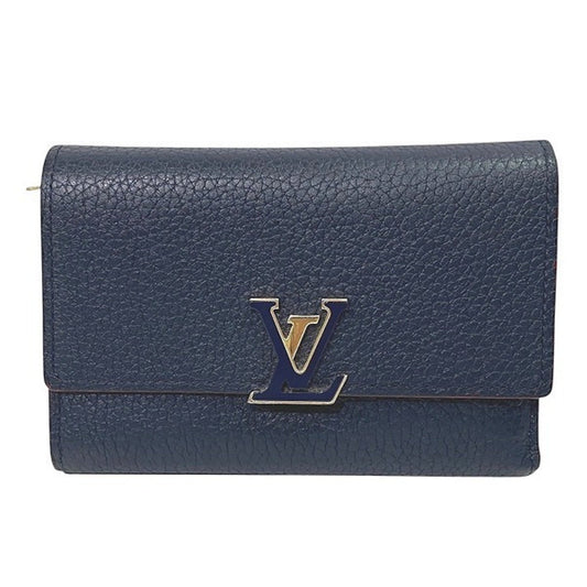 Louis Vuitton Capucines, Navy, Leather, wallet