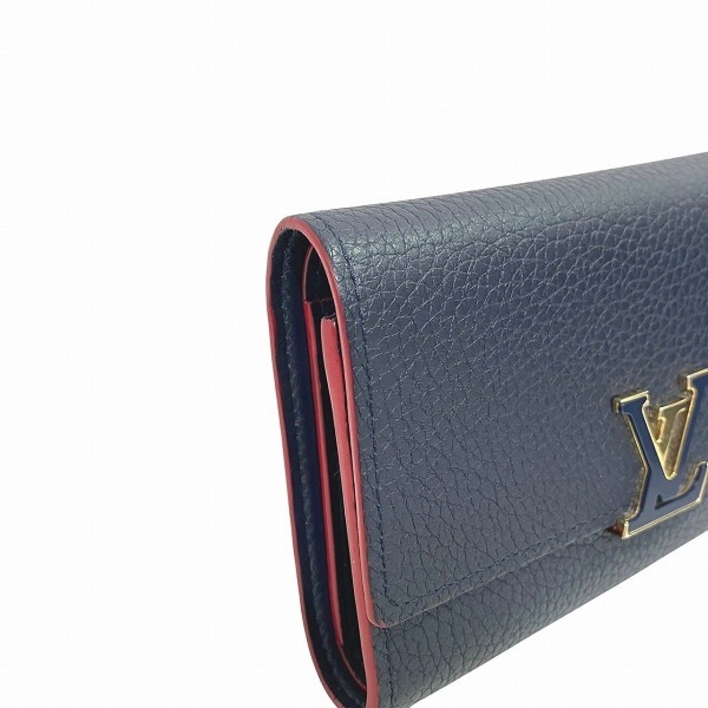 Louis Vuitton Capucines, Navy, Leather, wallet