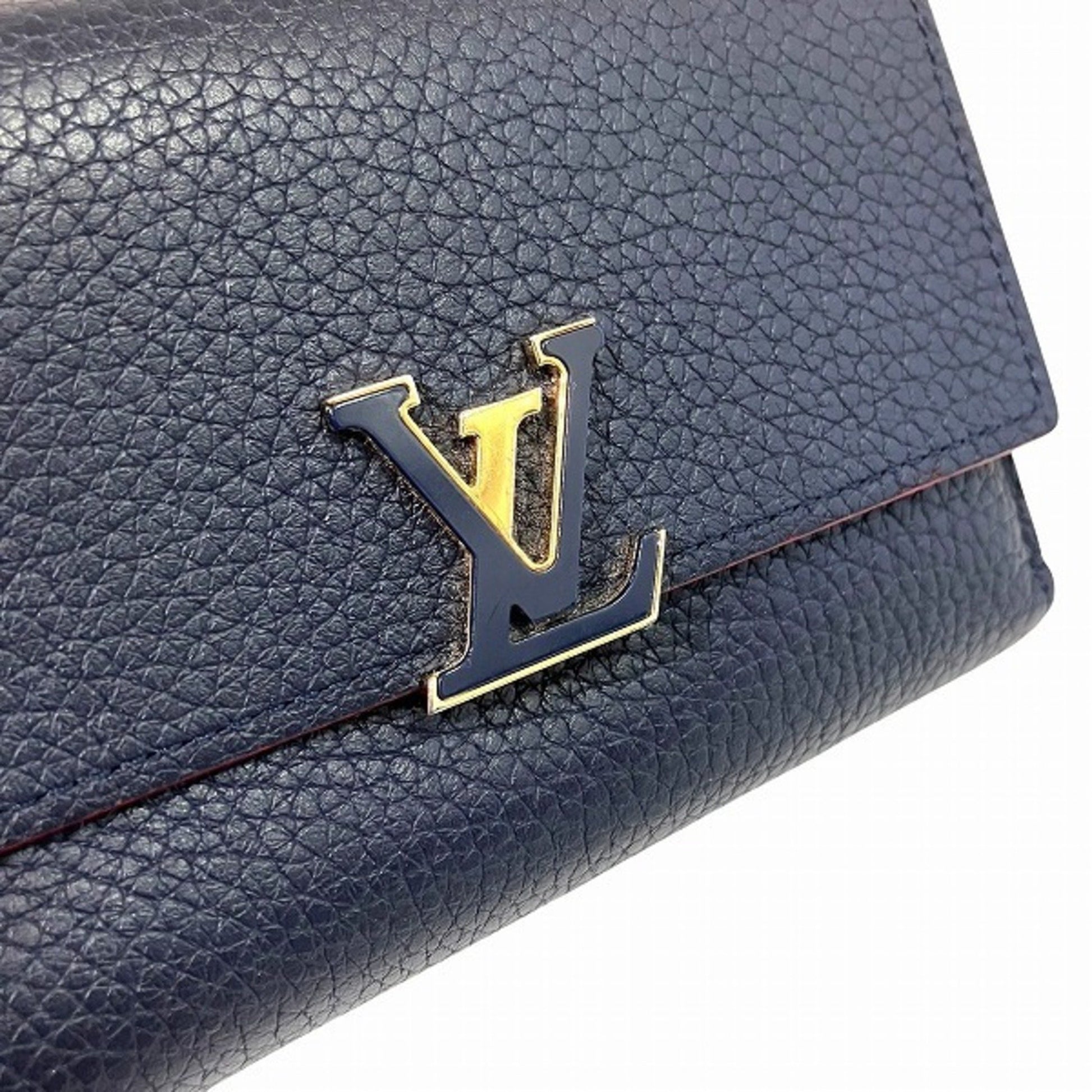 Louis Vuitton Capucines, Navy, Leather, wallet