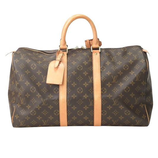Louis Vuitton Keepall 45, Brown, Canvas, travel