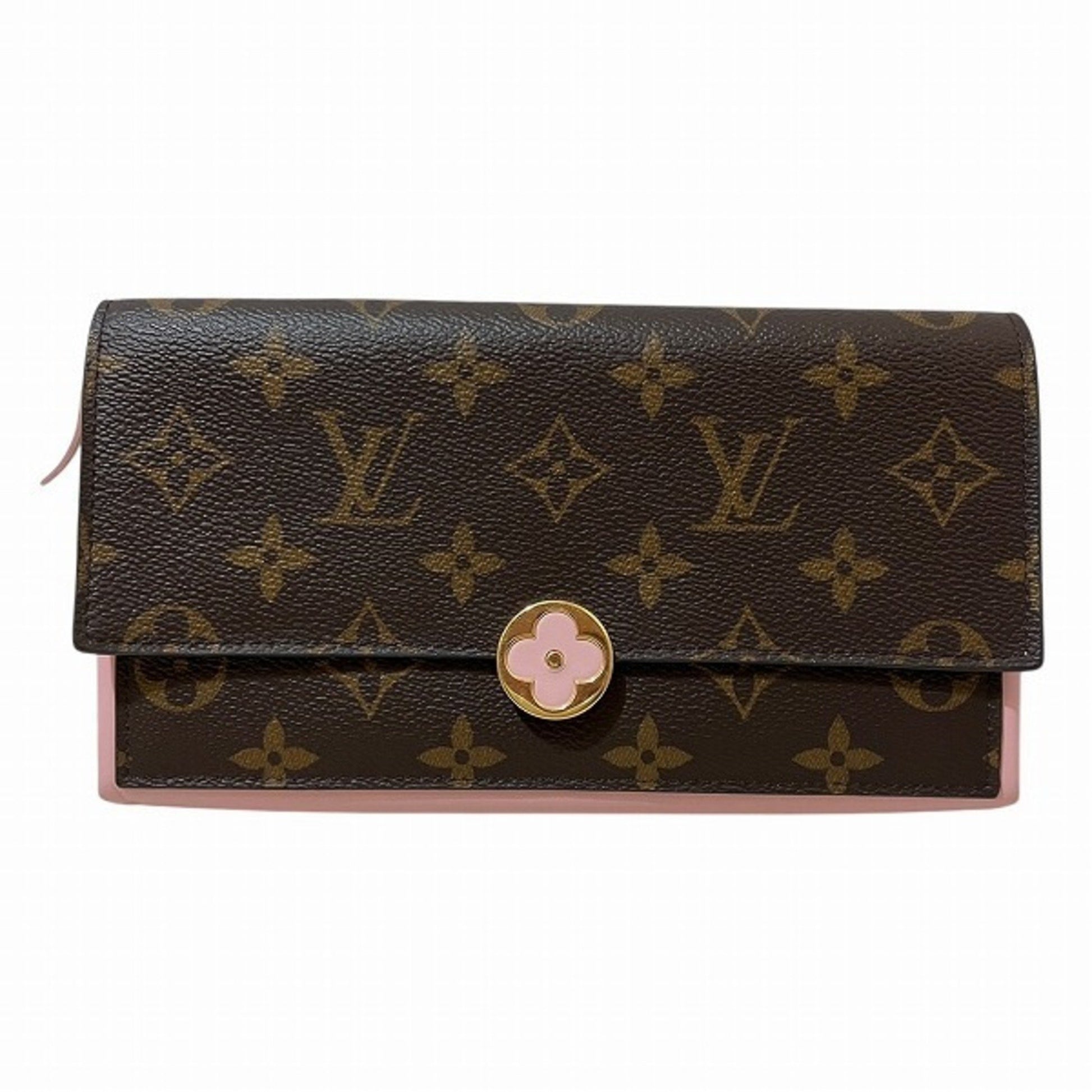 Louis Vuitton Flore, Brown, Canvas, wallet