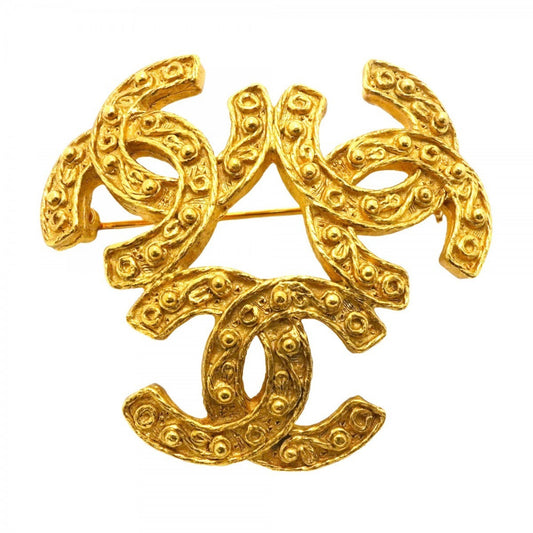 Chanel Triple coco, Gold, Gold Plated, brooch