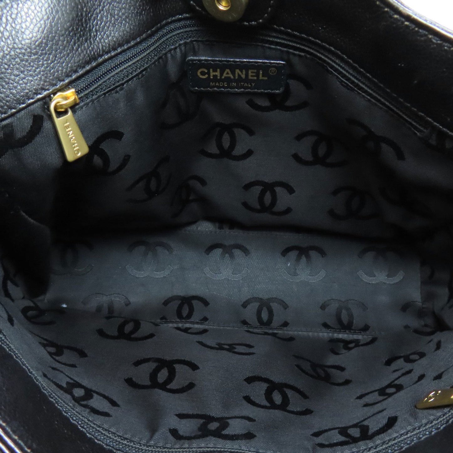 Chanel Coco Mark, Black, Leather, tote