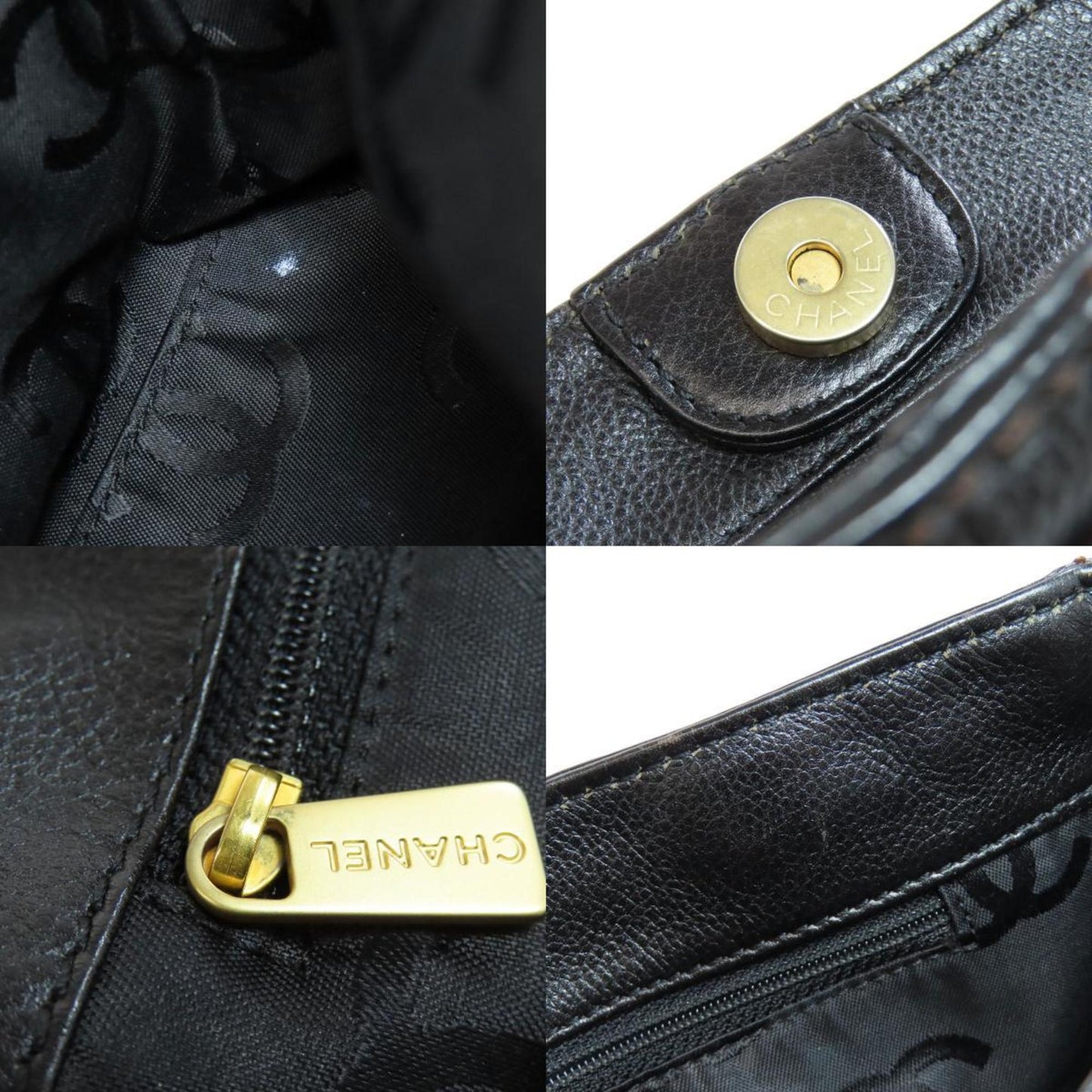 Chanel Coco Mark, Black, Leather, tote