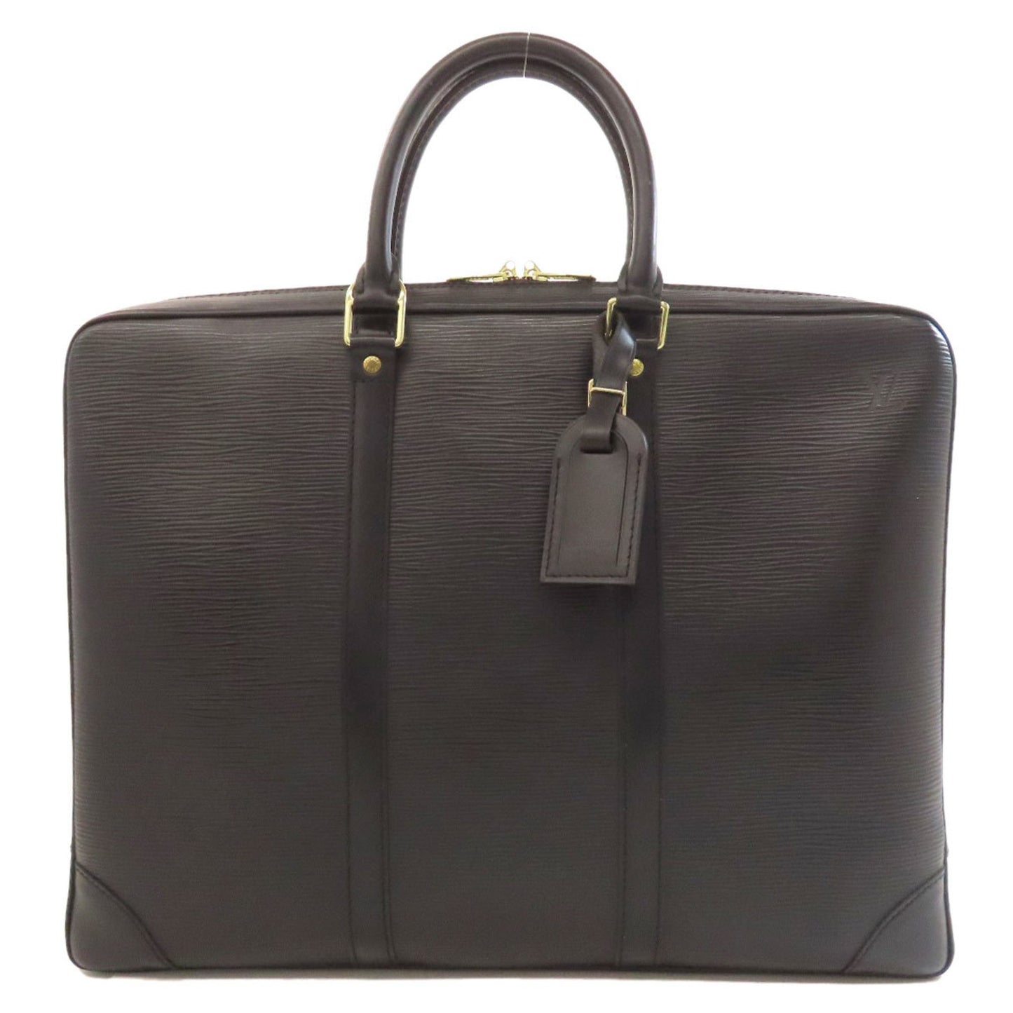 Louis Vuitton Porte Documents Voyage, Brown, Leather, briefcase