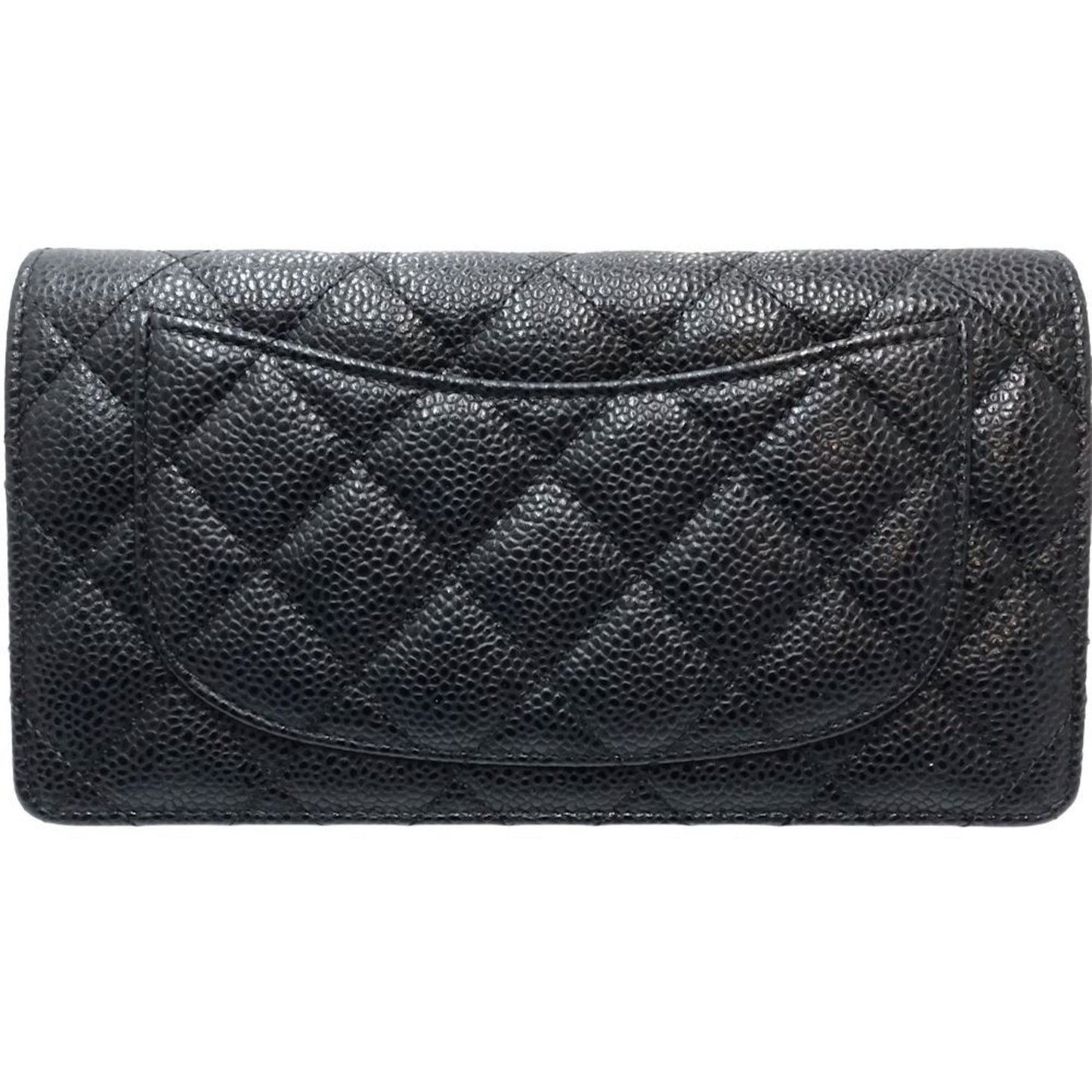 Chanel Coco Mark, Black, Leather, wallet