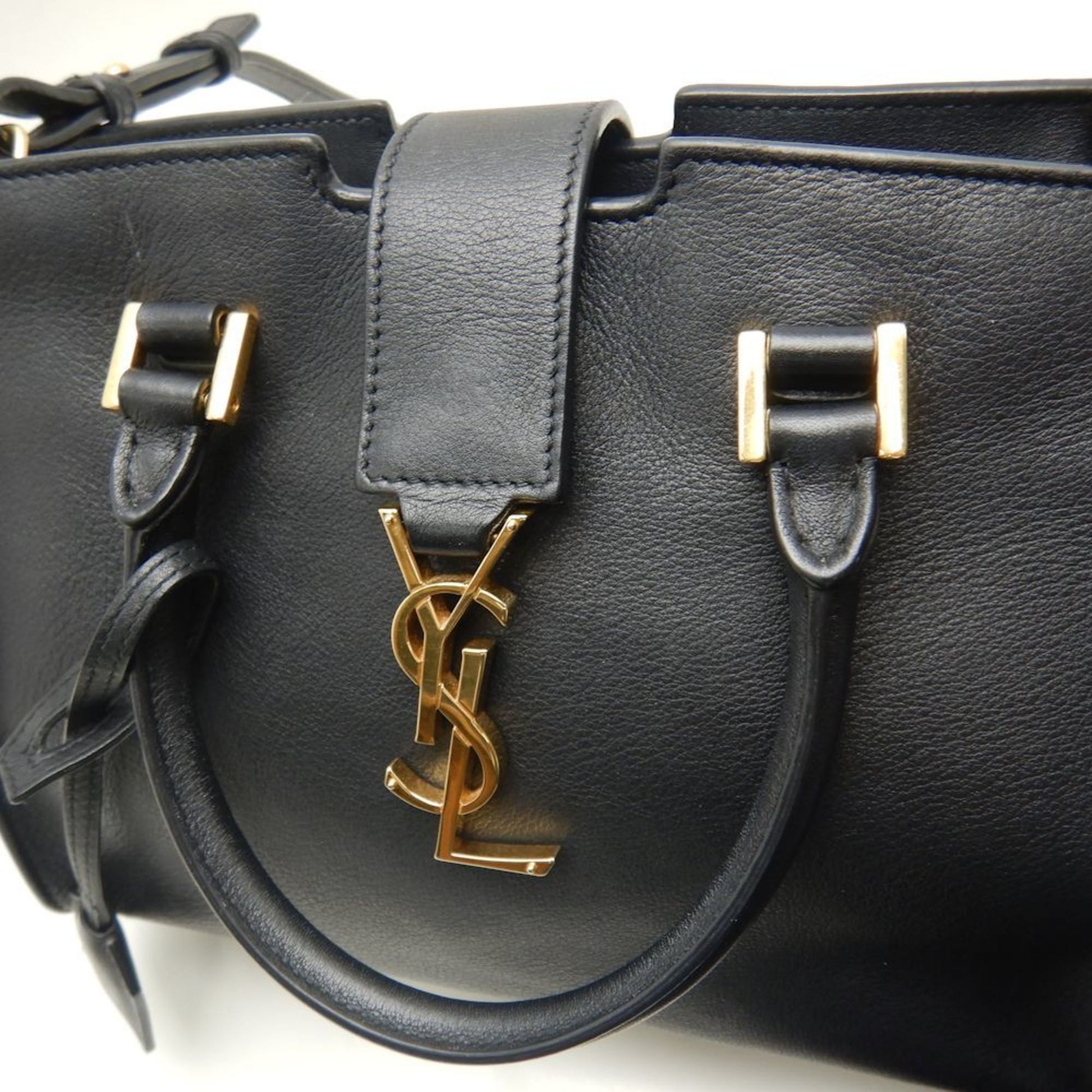 Saint Laurent Baby Cabas, Black, Leather, handbag