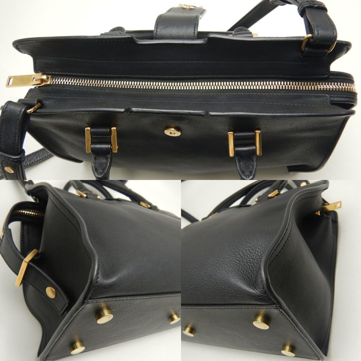 Saint Laurent Baby Cabas, Black, Leather, handbag