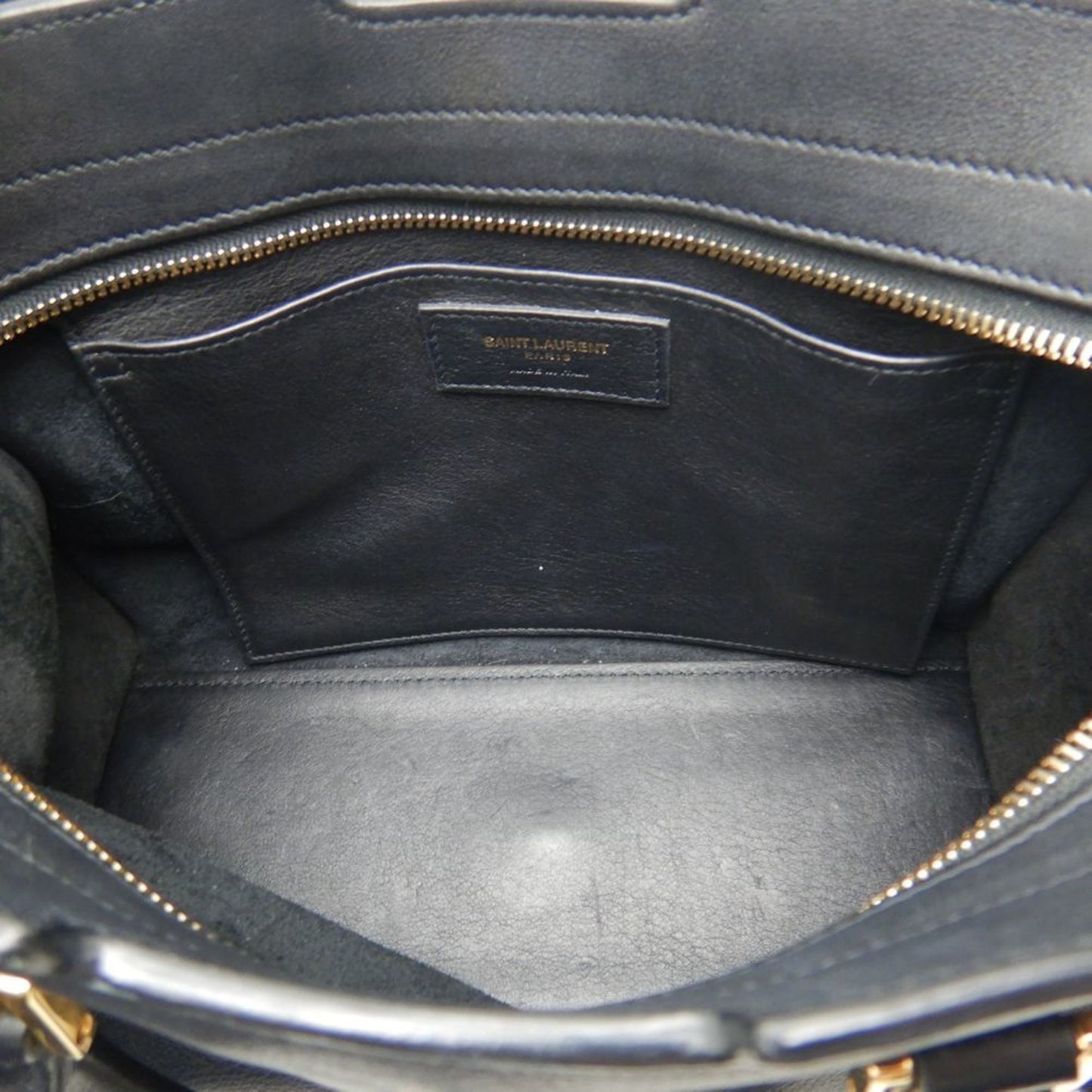 Saint Laurent Baby Cabas, Black, Leather, handbag