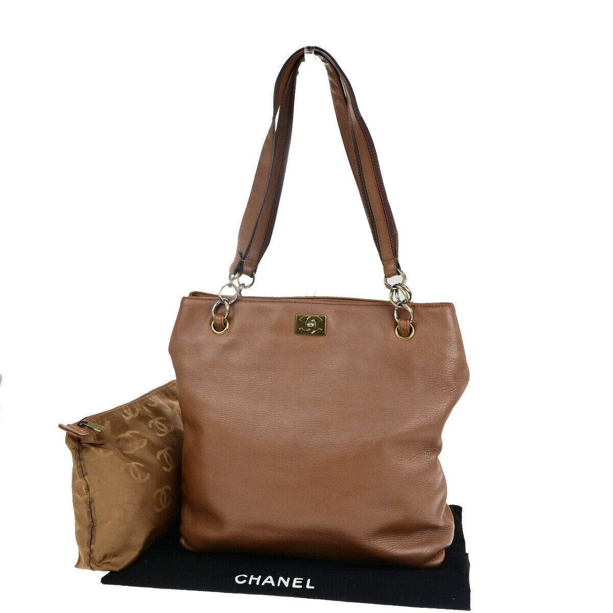 Chanel CC Totebag, Brown, Canvas, shoulder