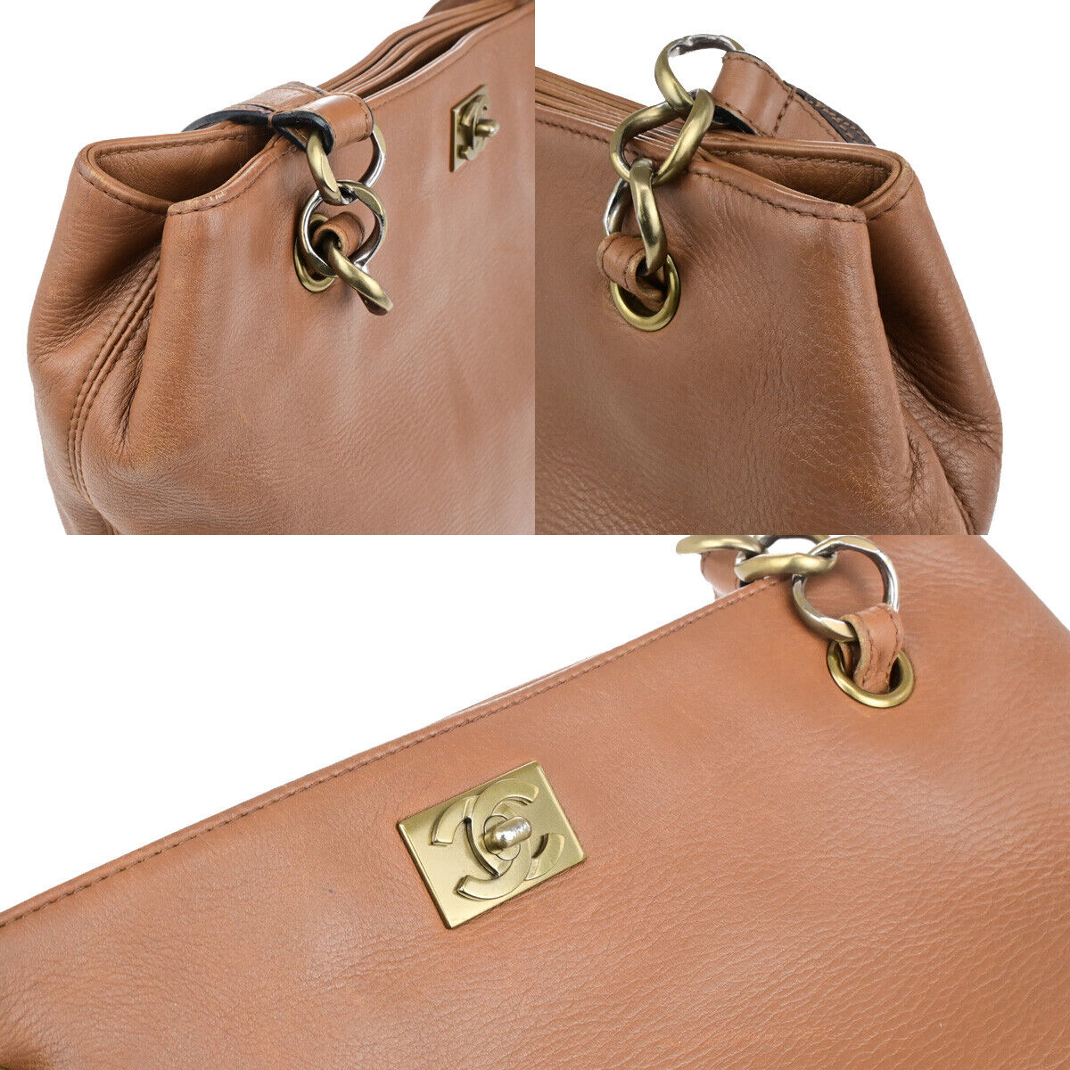 Chanel CC Totebag, Brown, Canvas, shoulder