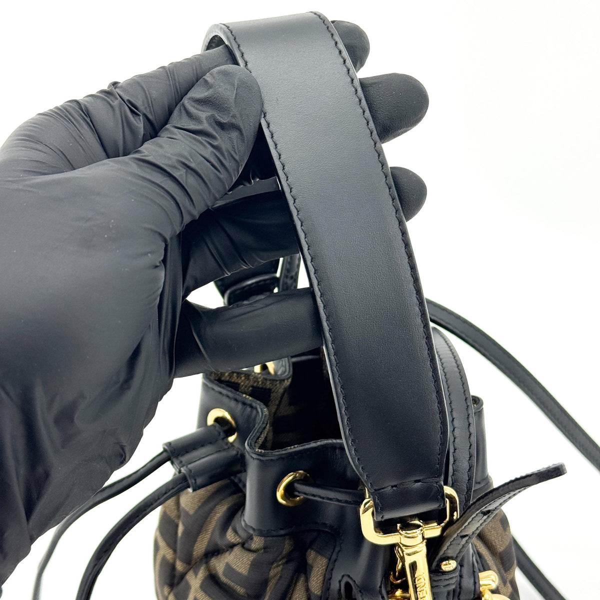Fendi Mon Tresor Bucket Zucca Quilted Silk, Black, Canvas, Handbag