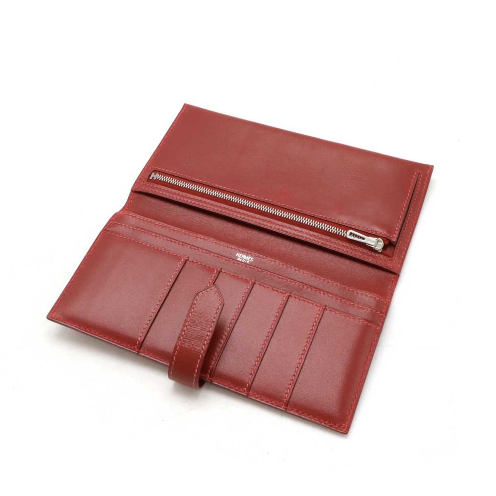 Hermès Béarn, Red, Leather, wallet