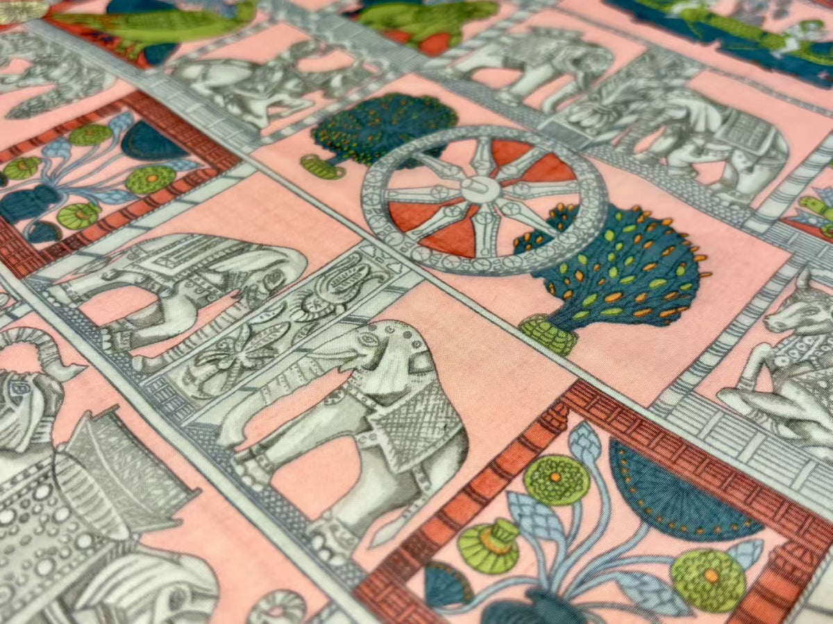 Hermes Carré 40 TORANA 40, Pink, Silk, Scarf