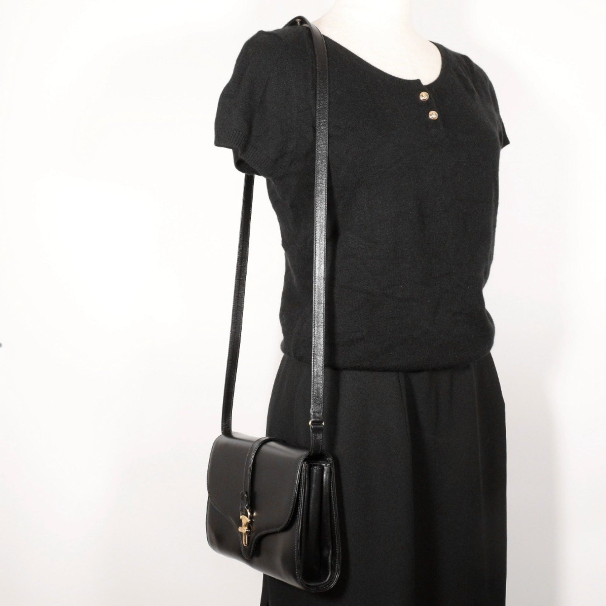 Gucci, Black, Leather, shoulder